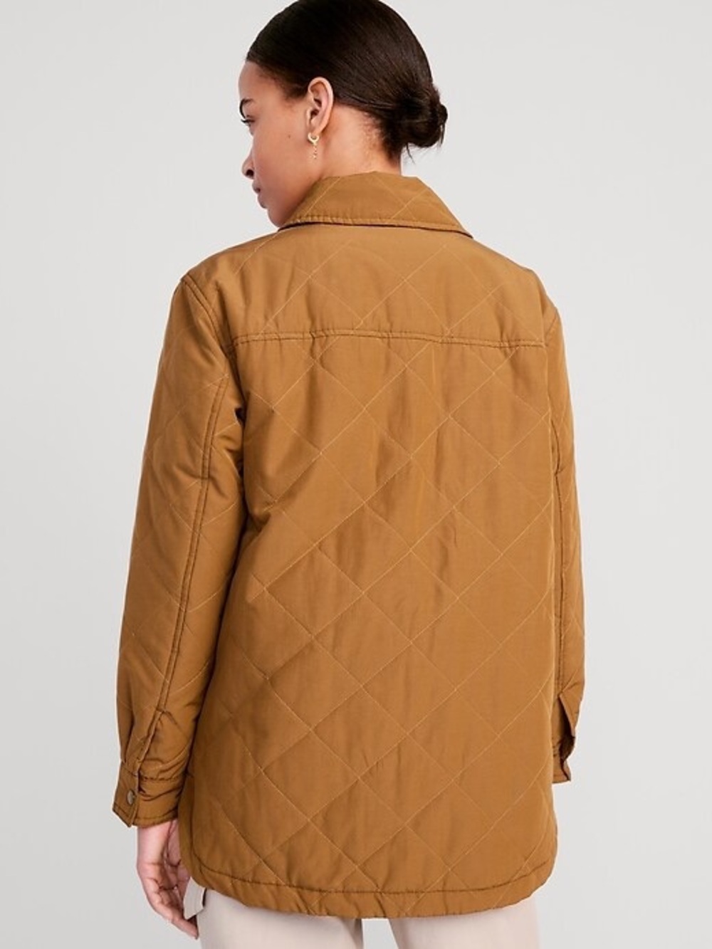 Old Navy NWT Quilted Brown Women's Utility Jacket Brown Shacket - Picture 14 of 14